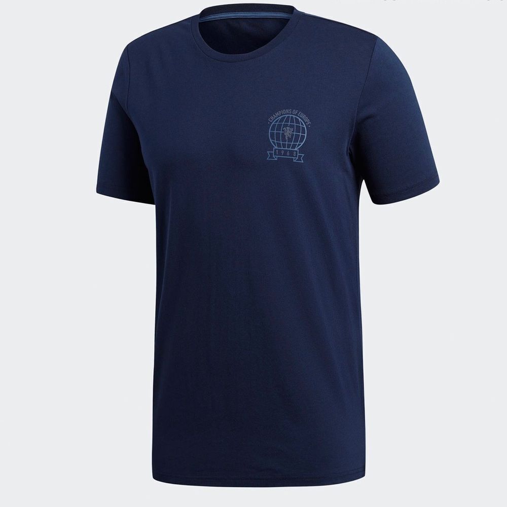 RARE Limited Adidas Manchester United 1968-2018 Champions of Europe t-shirt Navy
